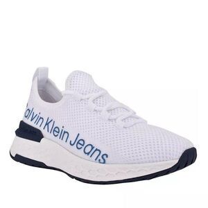 Calvin Klein Womens 6 M White Multi Texture Amory Lace Up Sneakers DISPLAY JH8